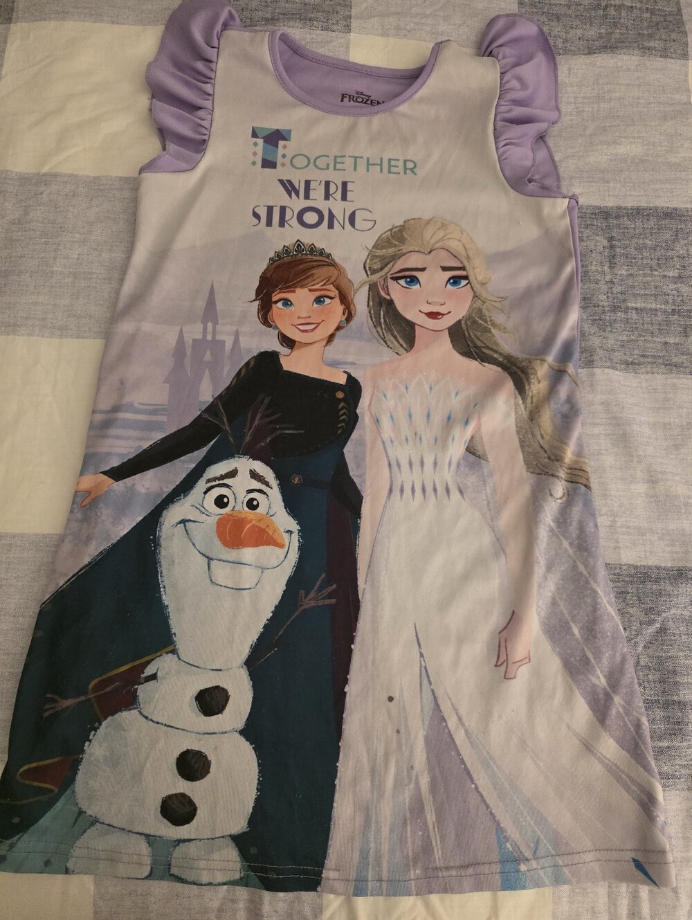 Disney Frozen 'Together We're Strong' Anna Elsa Nightgown Lavender Purple Sz 8